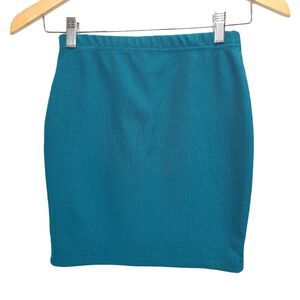 Forever 21 Teal Ribbed Knit Mini Skirt S
